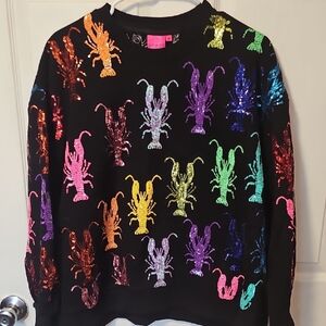 QUEEN OF SPARKLES Multicolor Sequin Crawfish Sweater